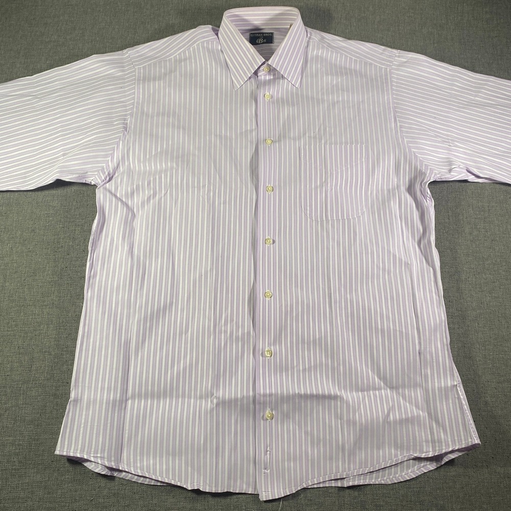 VTG Gitman Bros. for‎ Belk Mens Dress Shirt Striped Purple White Button Up 16 33